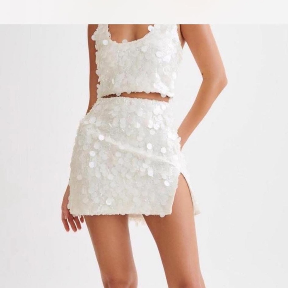 Meshki Sequin White Two Piece Set